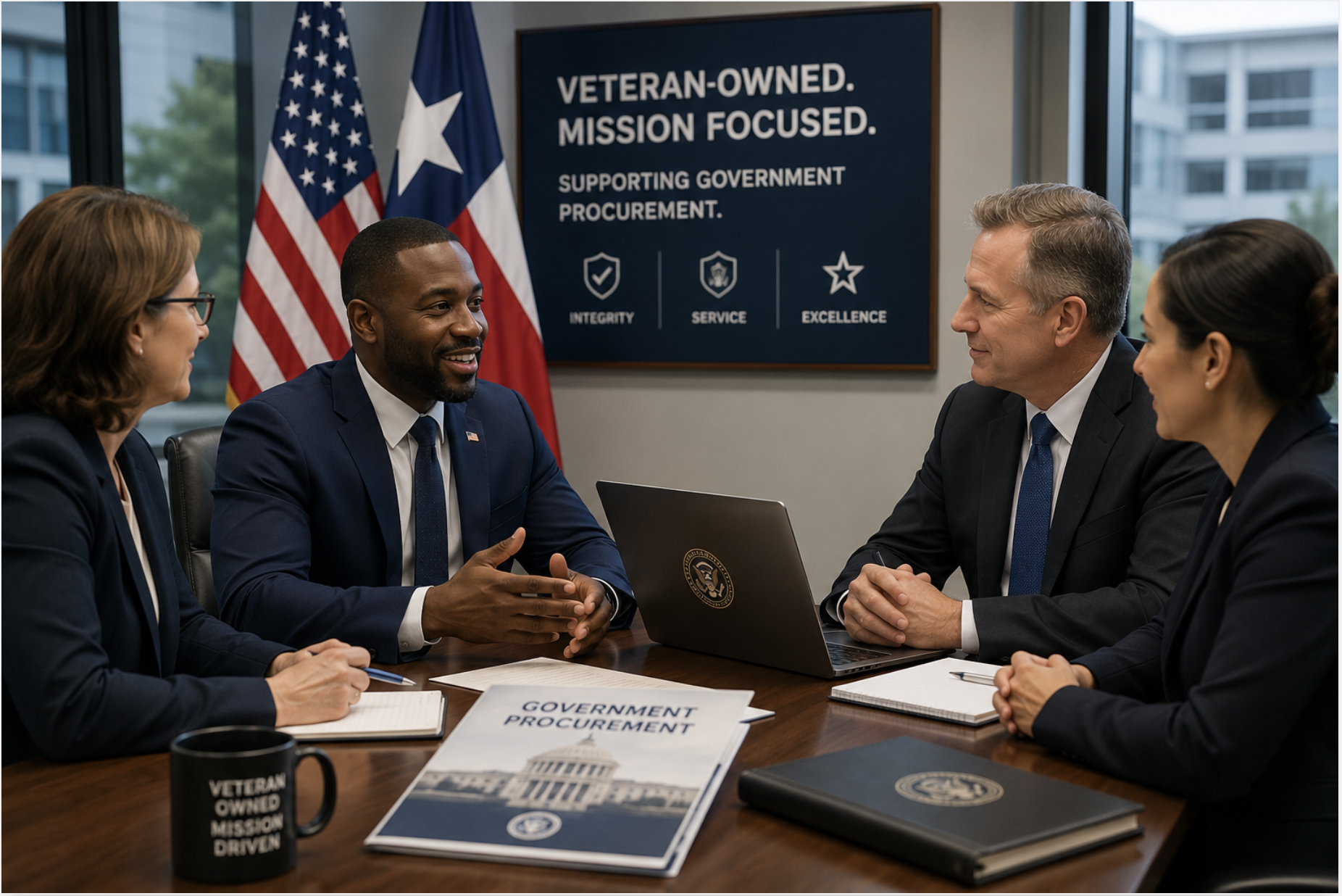 American VET MRO leadership team in a government-procurement meeting